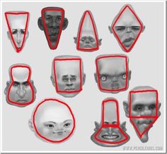 an image of various facial shapes and faces