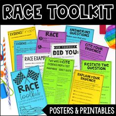 race tool kit with posters and printables to help kids learn how to read