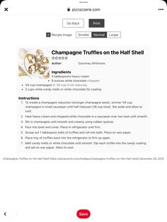 the website for champagne truffles on the half shell