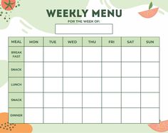 a printable weekly menu for the week of july, with watermelon slices