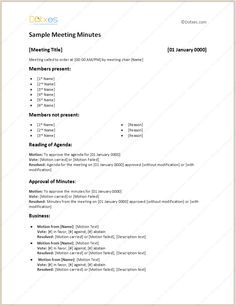 a sample meeting minutes template for microsoft