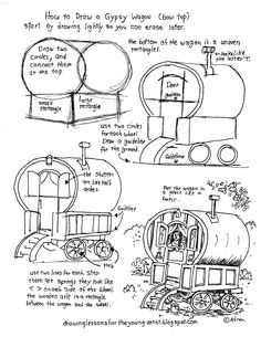 an image of a drawing of a train with instructions on how to draw it and how to use it