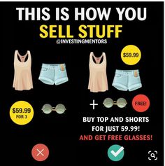 an ad for the sale of women's shorts