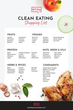 Jumpstart your weight loss the healthy way with these clean eating recipes for breakfast, lunch and dinner! Lose weight by eating clean. Clean Eating Shopping List, Healthy Shopping List, Healthy Eating Meal Plan, Clean Eating Grocery List, Clean Eating For Beginners, Overnight Oat, Clean Diet, Healthy Shopping, Idee Pasto Sano