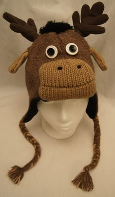 Delux Moose Hat Knit Bullwinkle Animal Ski Cap Thidwick Adult Men Women Costume Fitted Novelty Beanie Hat, Novelty Brimmed Winter Hats, Winter Novelty Brimmed Costume Hats And Headpieces, Quirky Winter Hats, One Size Fits Most, Quirky Winter Hats One Size Fits Most, Quirky Winter Hat, One Size Fits Most, Quirky One Size Winter Hats, Quirky One Size Fits Most Winter Hats, Moose Costume