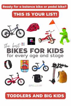 an advertisement for children's bikes and toys with the words, this is your list