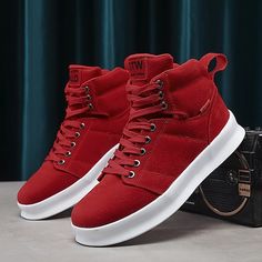 Category:Boots,Sneakers; Upper Materials:PU; Season:Spring,Fall; Gender:Men's; Size Suggestion:standard size, select your usual size; Toe Shape:Round Toe; Style:Sporty,Casual; Boot Shaft:Booties / Ankle Boots; Outsole Materials:TPR (Thermoplastic Rubber),TPU (Thermoplastic Polyurethane); Occasion:Outdoor,Xmas,Christmas; Closure Type:Lace-up; Function:Comfortable,Breathable,Slip Resistant; Pattern:Solid Colored; Listing Date:07/18/2023; 2024 Trends:High Top Sneakers; Foot Length:; Size chart date source:Provided by Supplier.; US Size:; UK Size:14.5; EU Size:50 Mens Boots Online, High Top Basketball Shoes, Booties Ankle Boots, Style Sportif, Sporty Casual, Green Spring, Boots High, Breathable Sneakers, Red Dark