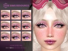 an animated image of a woman's eyes with pink makeup