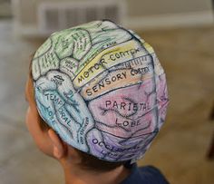 a child's head with writing on it