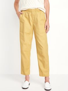 High-Waisted Pulla Utility Pants | Old Navy Relaxed Fit Cargo Pants With Elastic Waistband For Work, Utility Pants With Elastic Waistband And Relaxed Fit, Relaxed Fit Straight Leg Cargo Pants With Elastic Waistband, Utility Cargo Pants With Relaxed Fit And Pull-on Style, Utility Straight Leg Pull-on Pants, Utility Style Bottoms With Elastic Waistband For Work, Relaxed Fit Utility Pants With Pull-on Style, Utility Style Workwear Bottoms With Elastic Waistband, Utility Bottoms With Elastic Waistband And Tapered Leg