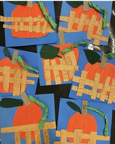 four pieces of paper cut out to look like pumpkins