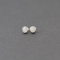 Tiny Opal Stud Earrings, Handmade Opal Earrings, Sterling and Opal Earrings, 3mm Opal Earrings, Opal Minimalist White Opal Earrings, Dainty Hypoallergenic Opal Earrings, Tiny White Round Earrings, Minimalist Opal Earrings, Dainty White Opal Earrings, Minimalist Hypoallergenic Opal Earrings, Minimalist Opal Earrings As Gift, Minimalist Opal Earrings For Gift, Opal Stud Earrings