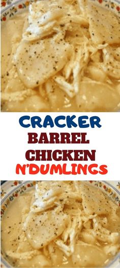 two pictures of chicken and pasta with the words quick and easy chicken noodle soup