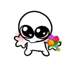 an image of a cartoon character holding flowers