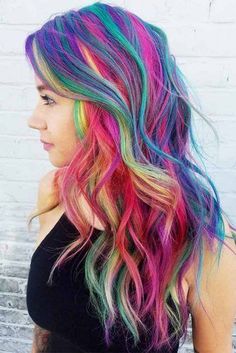 This guide will show you fluid hair painting techniques and hair color ideas. See the beautiful results after using this method and find the best hairstyle ideas. Save for your next hair appointment! Majestic Hair, Colorful Hairstyles, Funky Hair, Colourful Hair, Multi Colored Hair, Art Hair, Coloured Hair, Multicolored Hair