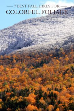 the mountains covered in fall foliage with text overlay that reads, 7 best fall hikes for colorful foliage