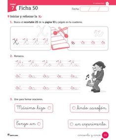 the spanish language worksheet for children to learn with their handwriting and writing skills