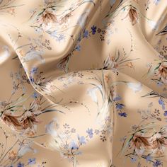 an image of a flowery fabric that is very soft and delicately made to look like it's in the wind