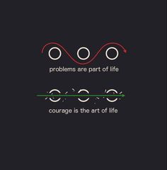 two lines with the words, problems are part of life and courage is the art of life