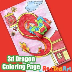 A fun Year of the Dragon Coloring Page activity. Explore mixed media with this simple 3d Dragon Coloring Page. Use watercolors for the background and marker pens of felt tips for the dragon.Students can then practice their fine motor skills whilst cutting out the dragon shape.THIS IS PART OF A BIG BUNDLE of 12 Zodiac Animals available in the Red Ted Art store, please do check it out! Chinese New Year Dragon Art For Kids, Lunar New Year Of The Dragon, Lunar New Year Dragon Crafts For Kids, Dragon Art And Craft, Chinese Dragon Art For Kids, Chinese New Year Dragon Art, Year Of The Dragon Art, Chinese New Year Art For Kids, Year Of The Dragon 2024