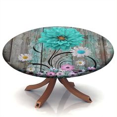 PRICES MAY VARY. ★Size: Fit for 24" Round Table ★Unique Design : The Chic Rustic tabecloth for kitchen table is designed unique, Luxury Floral Elegant themed which is different from others and make charming for home. ★Premium Quality: Tablecloth is made of high-quality waterproof polyester fabric, which fits tightly and will not move/fall off. Oil Proof tablecloth not only protects your dining table from stains caused by food, drinks, etc., but also makes your dining table more durable. ★Home De Painting Table Top Ideas, Daisy Table, Painted Table Tops, Camping Garden, Fitted Table Cover, Garden Indoor, Vinyl Tablecloth, Fabric Table, Kitchen Tables