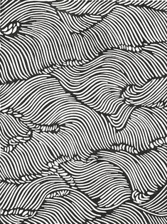 an abstract black and white pattern with wavy lines