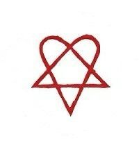 a red heart with two interlocked hearts in the shape of an inverted triangle