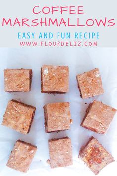 coffee marshmallows are cut into squares and placed on top of each other