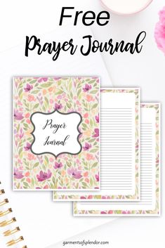 the free prayer journal with pink flowers on it