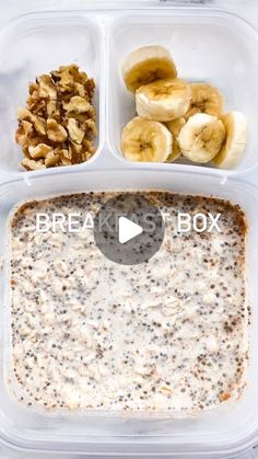 a meal in a plastic container with bananas and other foods