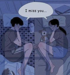 two people sitting on a bed talking to each other with a speech bubble above them that says, i'm always next to you