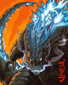 an image of a godzilla that appears to be in the form of fire and ice