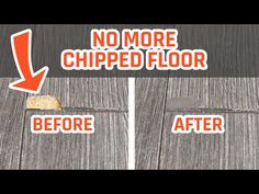 a sign that says no more chipped floor before and after