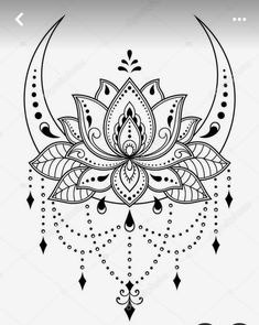 the lotus flower is drawn in black and white