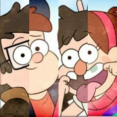 two cartoon characters with different facial expressions