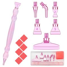 the tools needed to make this pink manicure set look like they were made from plastic