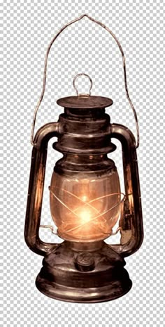 an old fashioned lantern with a light inside