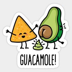 an avocado and cheese sticker with the words guacamole