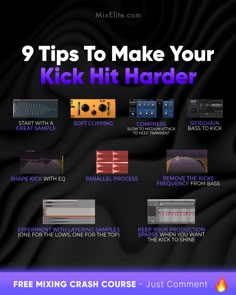 a poster with the words 9 tips to make your kick hit harder and how to use it