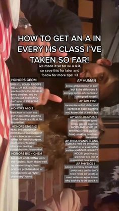 a poster with an image of a man pointing to another man's face and the words how to get an an in every his class i've taken so far