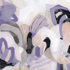 an abstract painting with white and purple colors