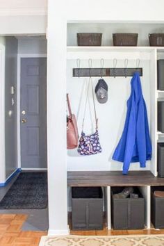 the entryway is clean and ready to be used as a mudroom for storage