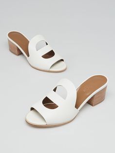 Elegant White Sandals With Wooden Heel, White Sandals With Wooden Heel, Cream Low-heel Sandals For Spring, Summer Open-heel Wooden Heels, Modern White Sandals With 4-inch Heel, Elegant Shoes Heels, Women Slippers Fashion, Moccasins Mens