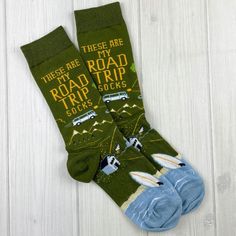 these are my road trip socks van design Van Traveling, National Park Bucket List, Camping Socks, Bucket List Planner, Camp Socks, Travel Socks, Embroidered Socks, List Planner, Pattern Design Inspiration