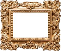 an old gold frame with decorative ornaments on white background royalty images and clippings