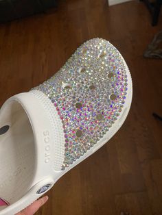 Custom bedazzled rhinestone crocs.  When placing order please let me know color and size. Custom Rhinestone, Beaded Bags, Gift List, Bridesmaids Gifts, Let Me Know, Things To Think About, Wedding Gifts, Personalized Gifts, Let Me