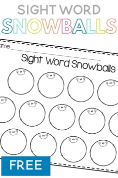 the sight word snowballs worksheet is shown in this free printable version