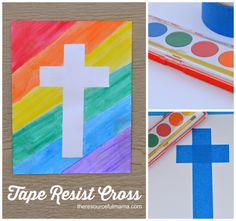 paper resist cross craft for kids to make