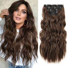 PRICES MAY VARY. ✨20 inch LONG WAVY HAIR EXTENSIONS: These high-quality hair extensions add volume and length to your hair, giving you flowing, full-bodied locks with minimal effort required. Available in 11 different shades, there is a match for every hair color to make blending a breeze. ✨PREMIUM JAPANESE SILK FIBERS: No need to worry about knots in your luscious locks, the soft Japanese silk used in the construction is less prone to tangles than other synthetic hair extensions. The durability Brown Hair Extensions, Dark Ash Blonde, Hair Extension Brands, Wavy Hair Extensions, Dark Ash, Long Hair Extensions, Hairpieces For Women, Curly Hair Extensions, Black And Blonde