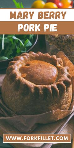 mary berry's pork pie recipe with text overlay